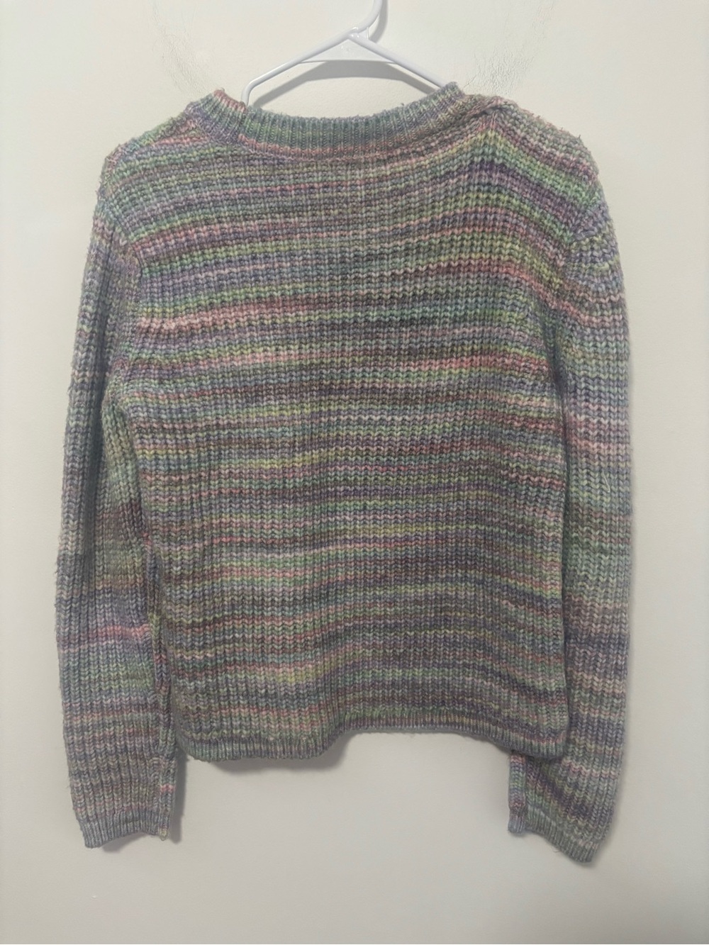 LOFT Pastel Multi-Color rainbow Ribbed Crewneck Sweater - Picture 5 of 5